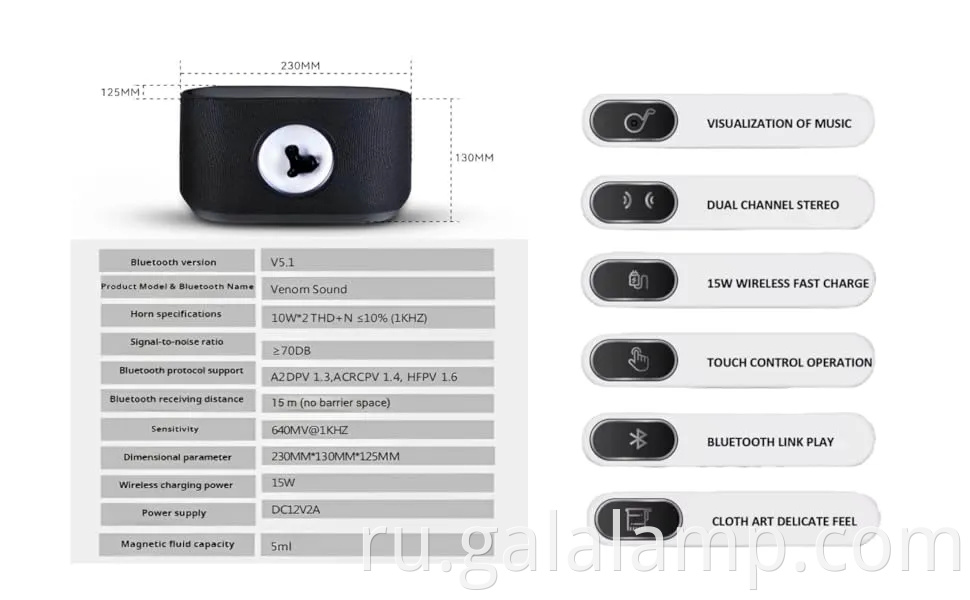 Визуализатор звука феррофлюида с динамиком феррофлюида и музыкальным ритмом